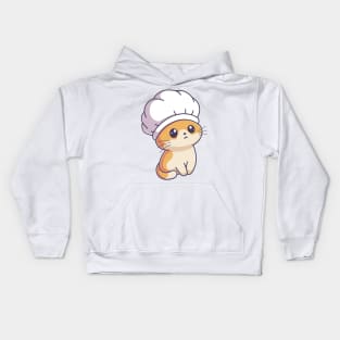 Cute kitten wearing chef hat Kids Hoodie